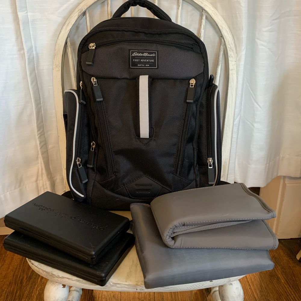 Eddie Bauer black diaper backpack bag